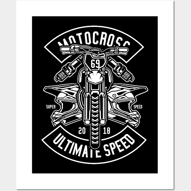 Classic Motocross Dirt Bike Racer Wall Art by Z1